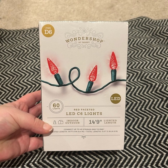 Wondershop Target Christmas 60 LED Red Faceted C6 Lights 19.8 Lighted Length - Picture 2 of 4